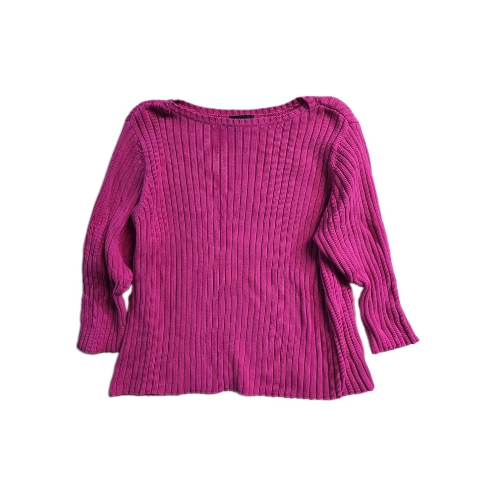 Lauren Ralph Lauren Women's Knit Ribbed Sweater 3X Pink Cotton